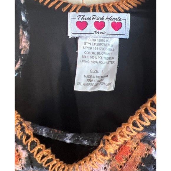 Flower Tie Three Pink Heart Dress Size Large - Picture 6 of 8